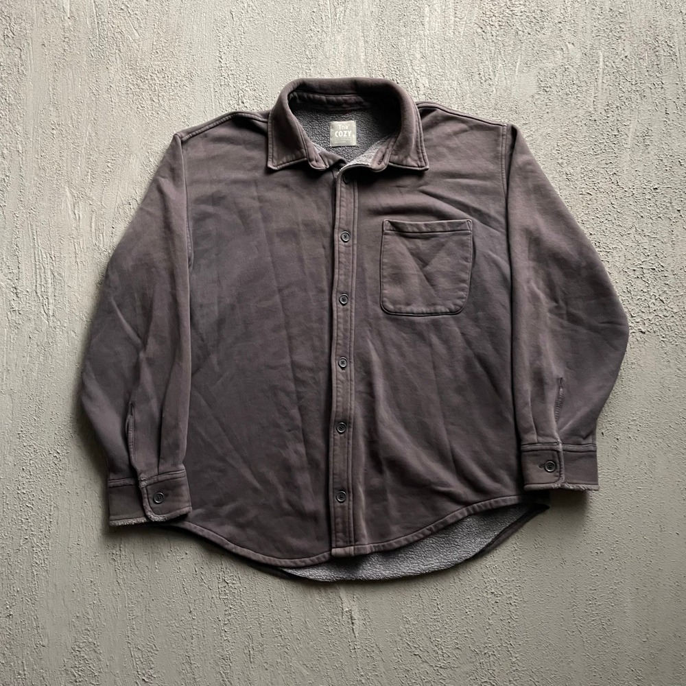 TNA Cozy Fleece Button Up Shirt Women XL Brown Aritzia